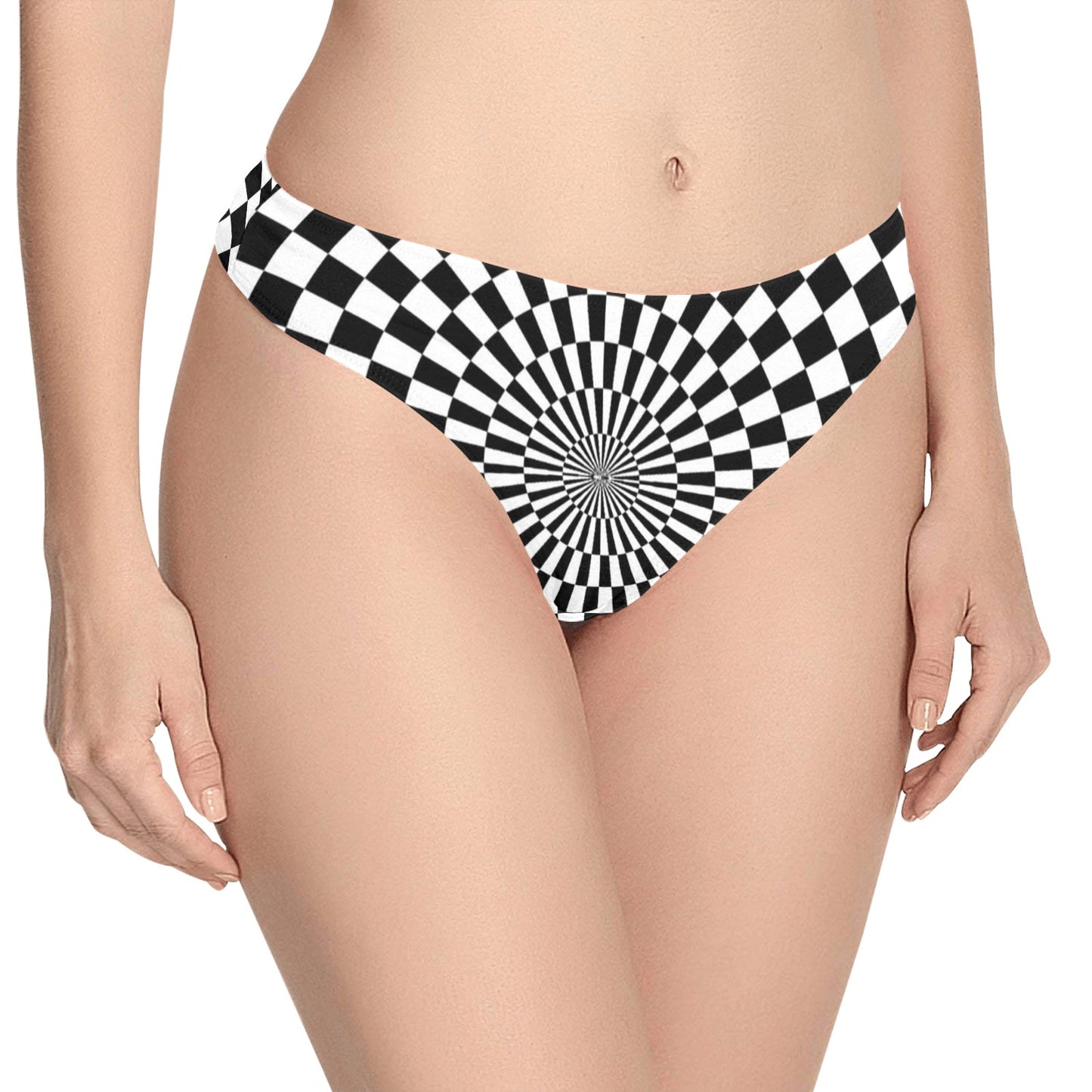 Checkered Flag Optical illusion Women's Thongs