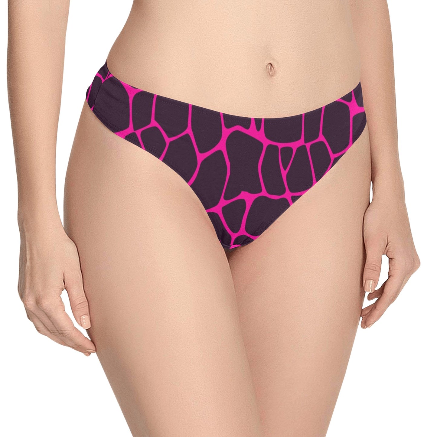 Giraffe Pink Background Texture Print Women's Thongs