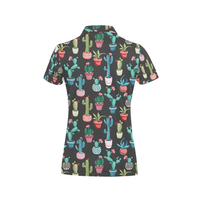 Cactus Pattern Print Design 02 Women's Polo Shirt