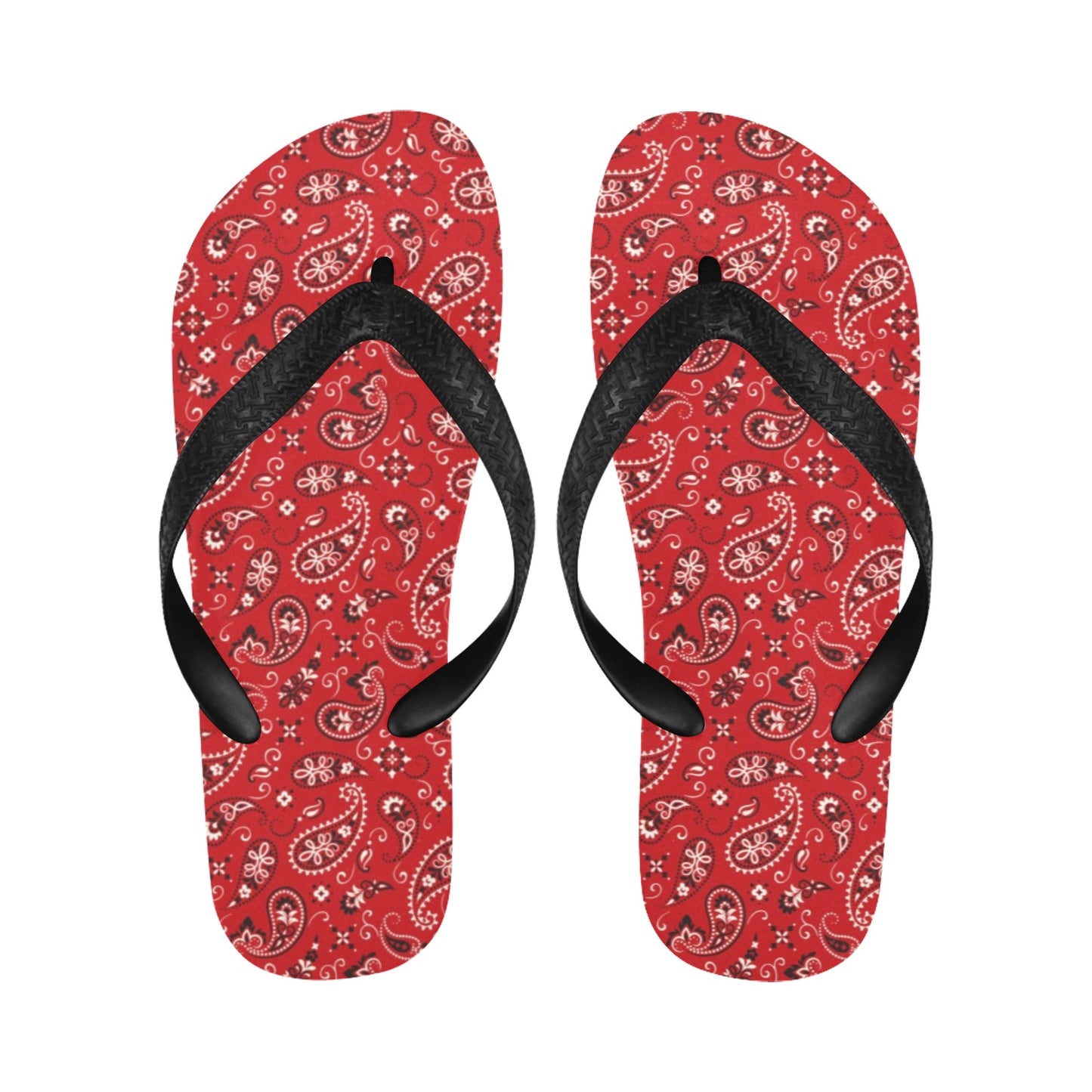 Bandana Paisley Red Print Design LKS3011 Flip Flops