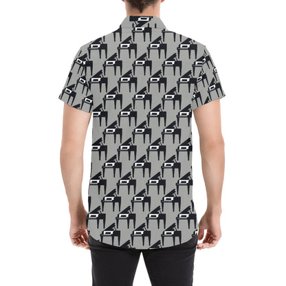 Piano Print Design LKS404 Men Short Sleeve Button Up Shirt
