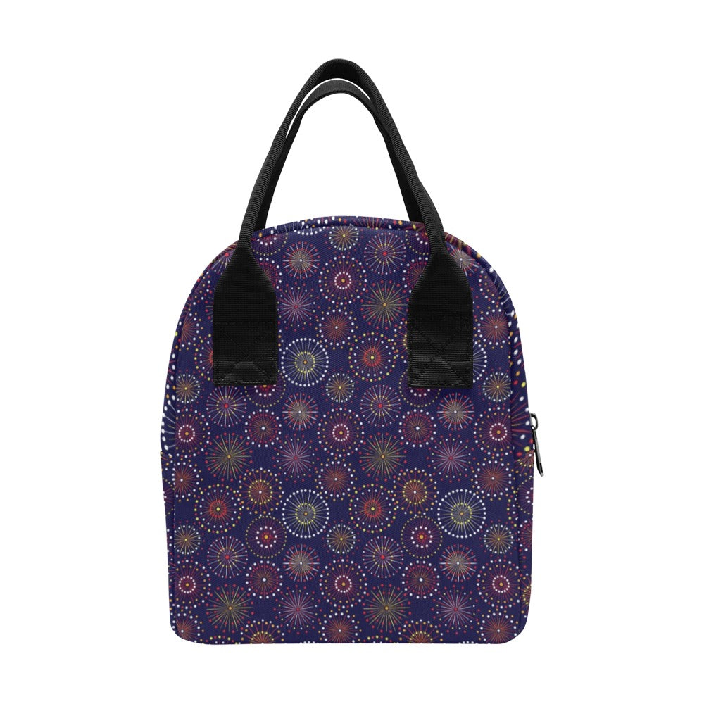Firework Flower Style Print Design LKS302 Insulated Lunch Bag