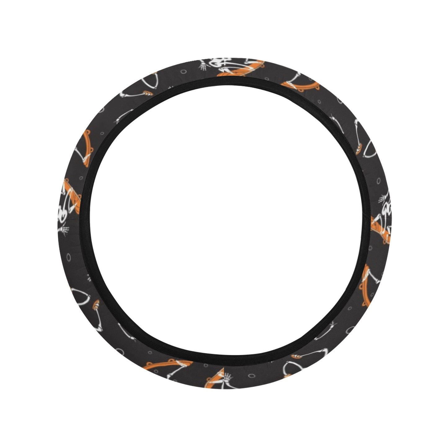 Skateboard With Skeleton Print Design LKS303 Steering Wheel Cover with Elastic Edge