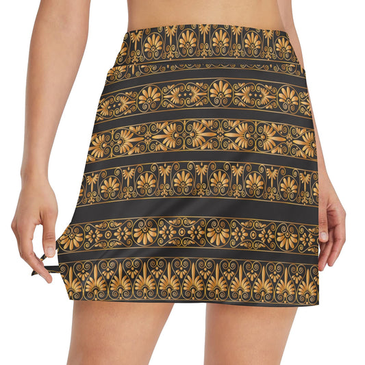 Ancient Greek Print Design LKS303 17" Golf & Pickleball Skort with Pockets