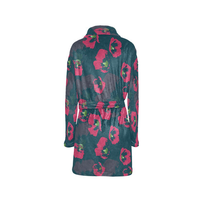 Morning Glory Pattern Print Design 01 Women's Fleece Robe