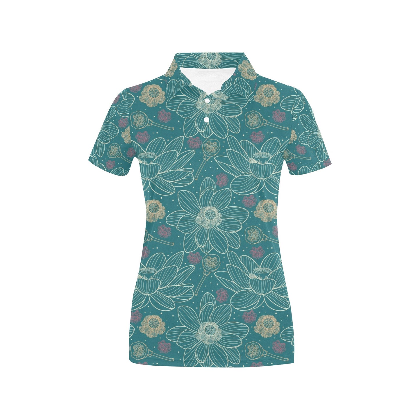 Lotus Pattern Print Design 01 Women's Polo Shirt