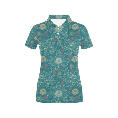 Lotus Pattern Print Design 01 Women's Polo Shirt