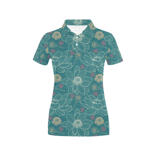 Lotus Pattern Print Design 01 Women's Polo Shirt