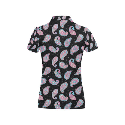 Paisley Pink Design Mandala Print Women's Polo Shirt
