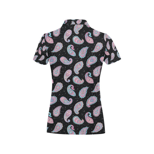 Paisley Pink Design Mandala Print Women's Polo Shirt