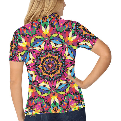 Kaleidoscope Pattern Print Design 02 Women's Polo Shirt