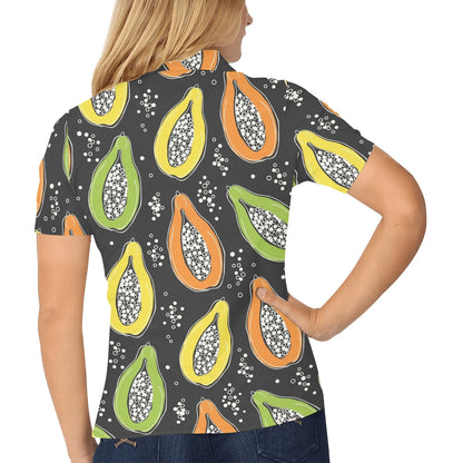Papaya Pattern Print Design PP05 Women's Polo Shirt