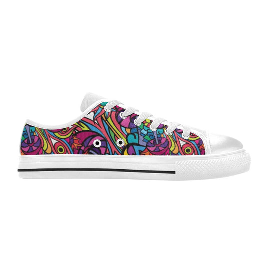 Trippy Print Design LKS302 Women's White Low Top Shoes