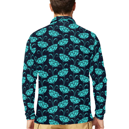 Carnations Pattern Print Design CN06 Long Sleeve Polo Shirt For Men's