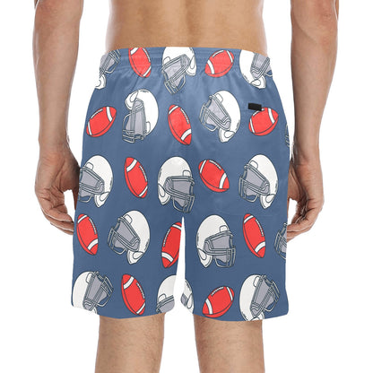 American Football Helmet Design Pattern Men's Swim Trunks Beach Shorts