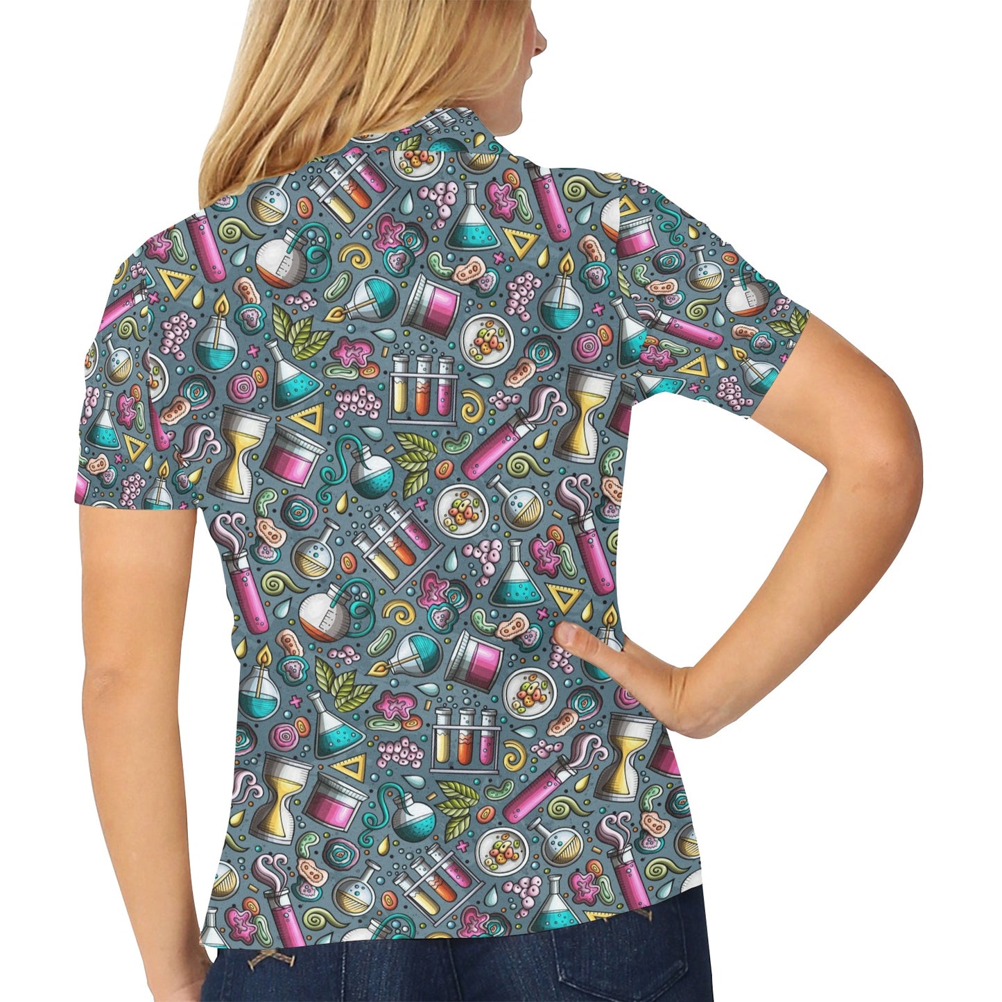 Science Print Design LKS304 Women's Polo Shirt