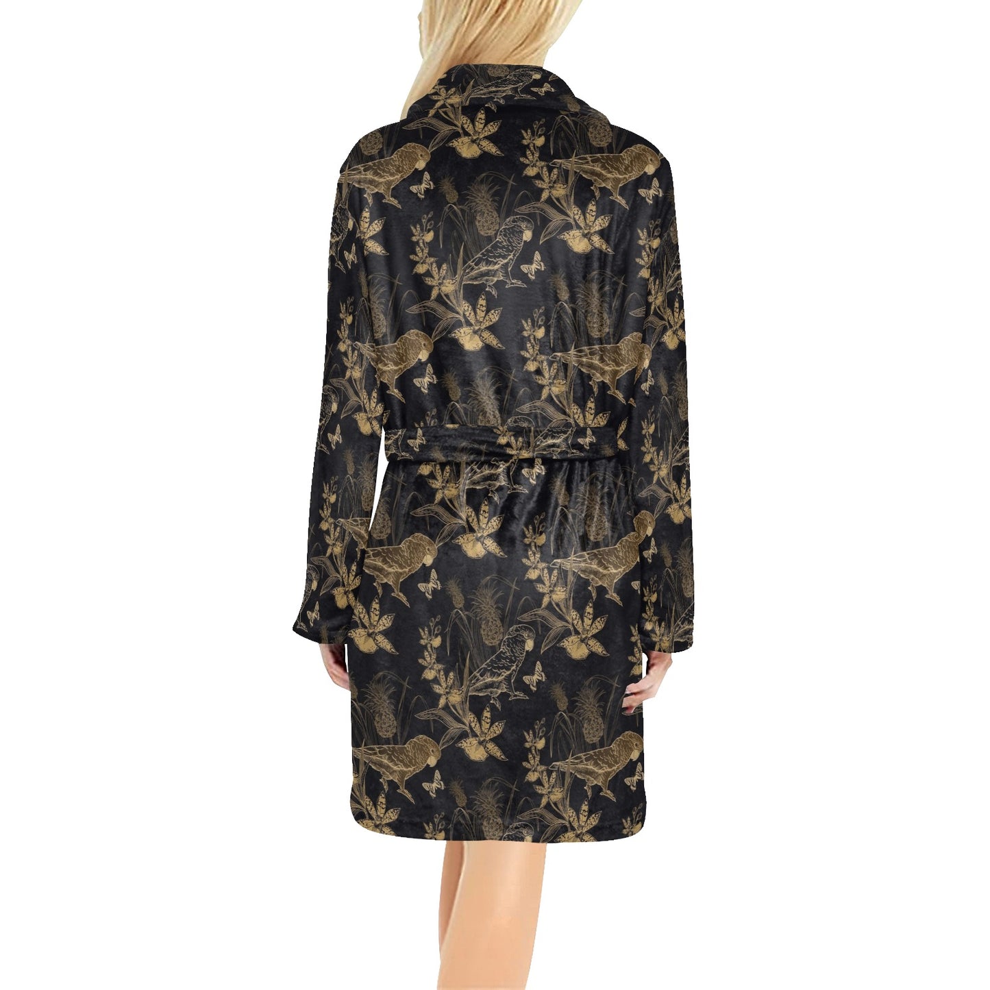 Parakeet Pattern Print Design A05 Women's Fleece Robe