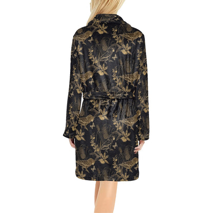 Parakeet Pattern Print Design A05 Women's Fleece Robe