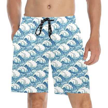 Wave Japan Style Print Design LKS304 Men's Swim Trunks Beach Shorts
