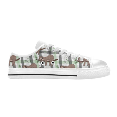 Sloth Print Design LKS301 Women's White Low Top Shoes