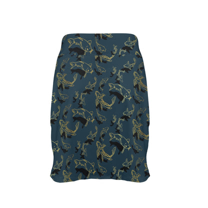 Koi Carp Gold Design Themed Print 17" Golf & Pickleball Skort with Pockets