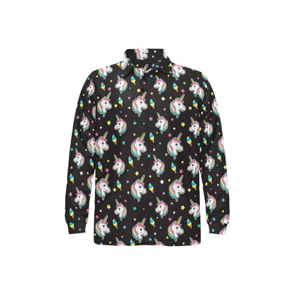 Unicorn Print Design LKS302 Long Sleeve Polo Shirt For Men's