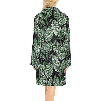 Palm Leaves Pattern Print Design PL09 Women's Fleece Robe