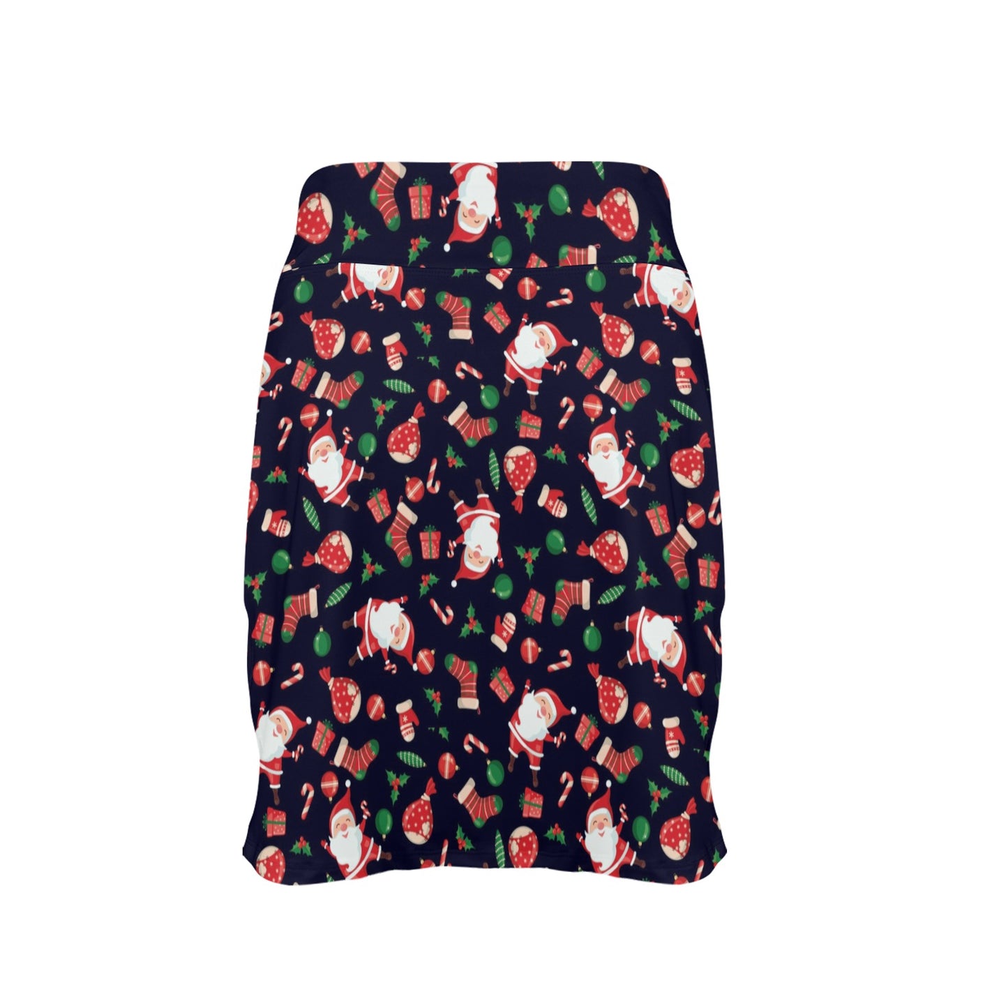 Santa Christmas Themed Print Design LKS304 Women's Golf Skirt with Pocket