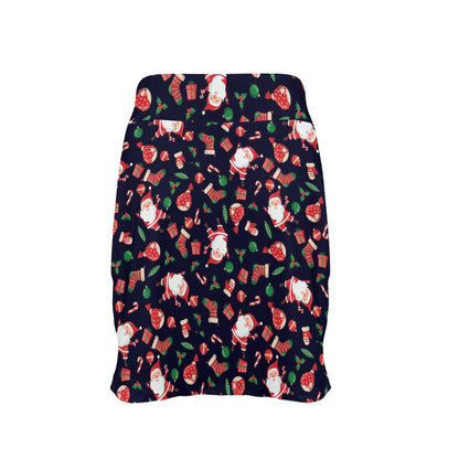 Santa Christmas Themed Print Design LKS304 17" Golf & Pickleball Skort with Pockets