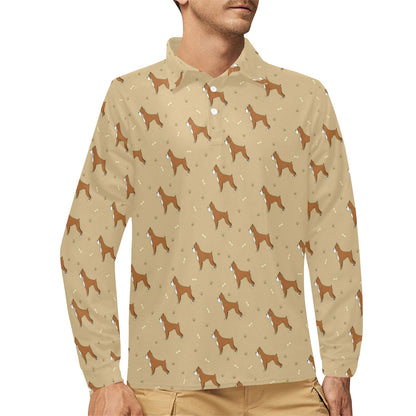 Boxers Pattern Print Design 02 Long Sleeve Polo Shirt For Men's