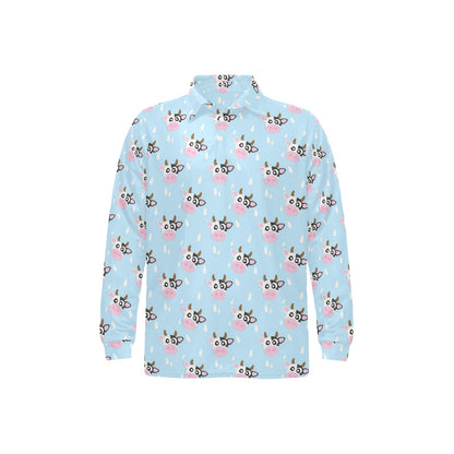 Cow Pattern Print Design 07 Long Sleeve Polo Shirt For Men's