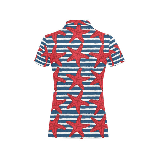 Starfish Red Pattern Print Design 02 Women's Polo Shirt