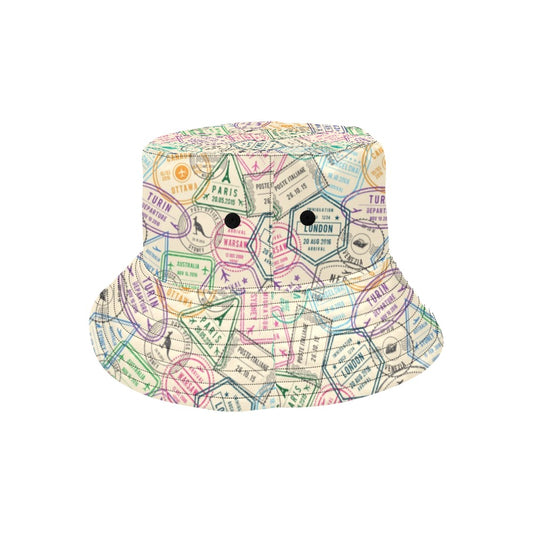 Travel Stamp Print Design LKS303 Unisex Bucket Hat
