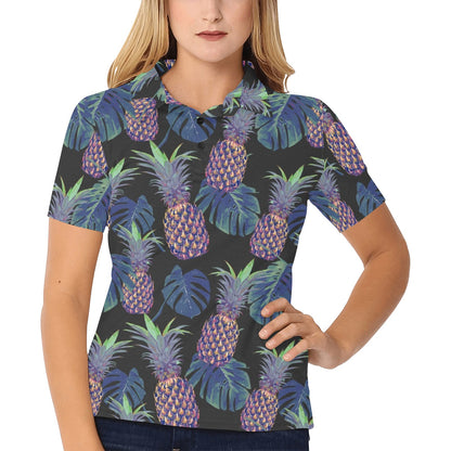 Pineapple Pattern Print Design PP04 Women's Polo Shirt