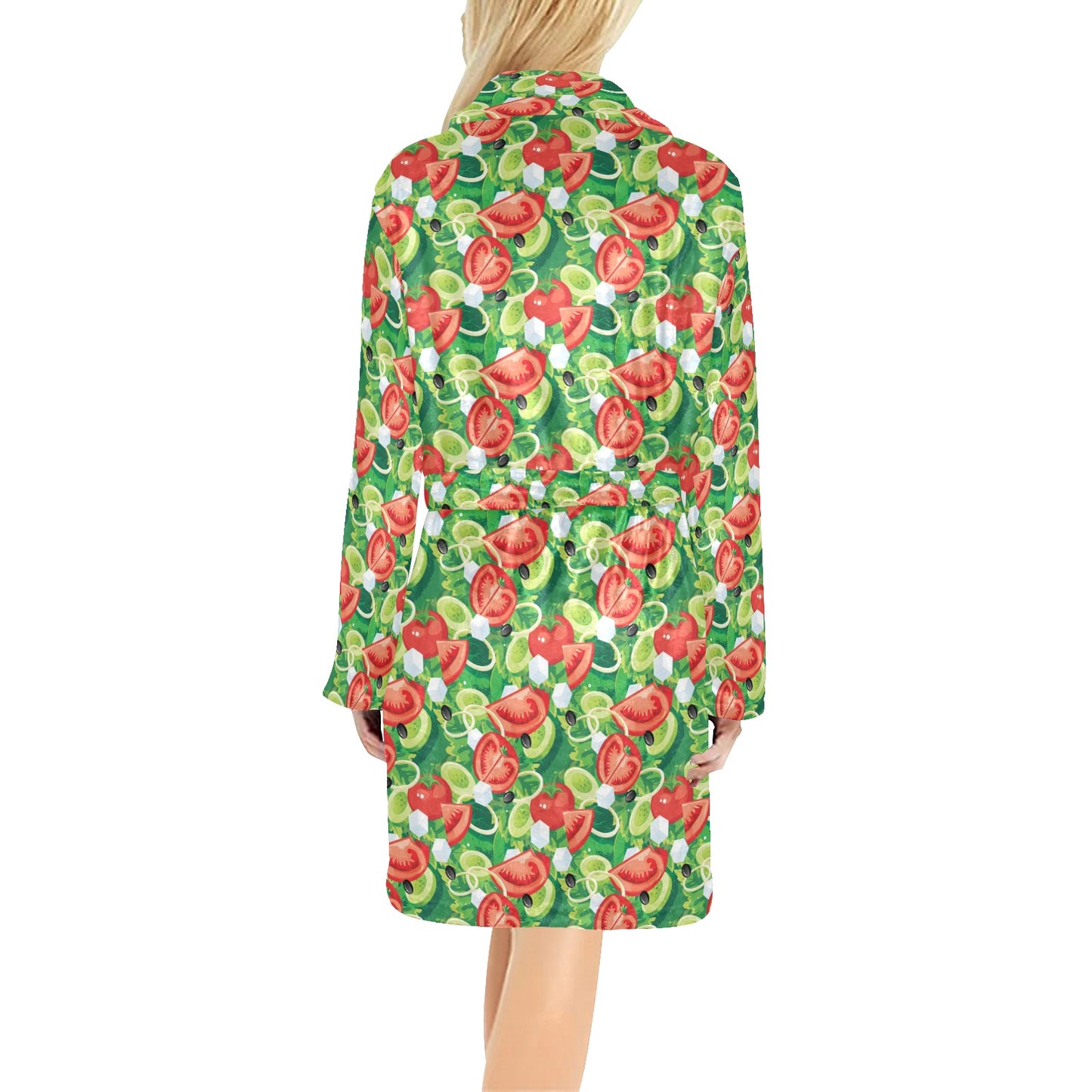 Vegan Salad Themed Design Print Women's Fleece Robe