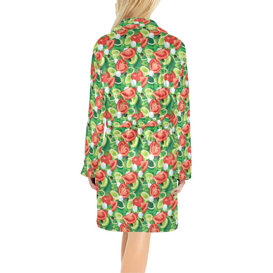 Vegan Salad Themed Design Print Women's Fleece Robe