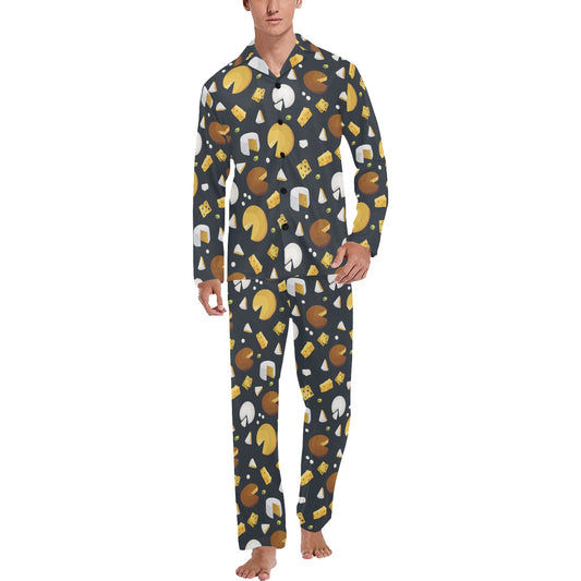 Cheese Pattern Print Design 03 Men's Long Pajama Set