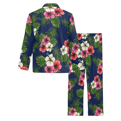 Hibiscus Pattern Print Design HB028 Men's Long Pajama Set