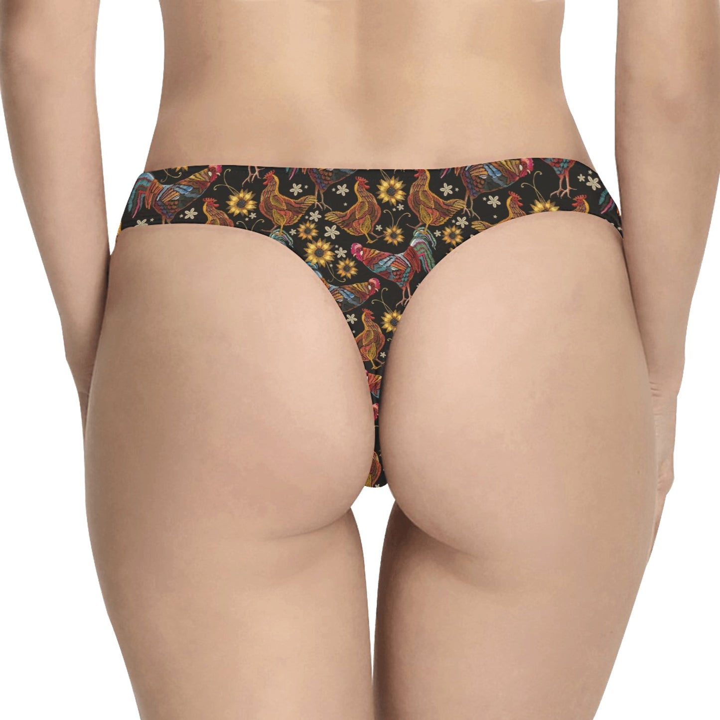 Chicken Embroidery Style Women's Thongs