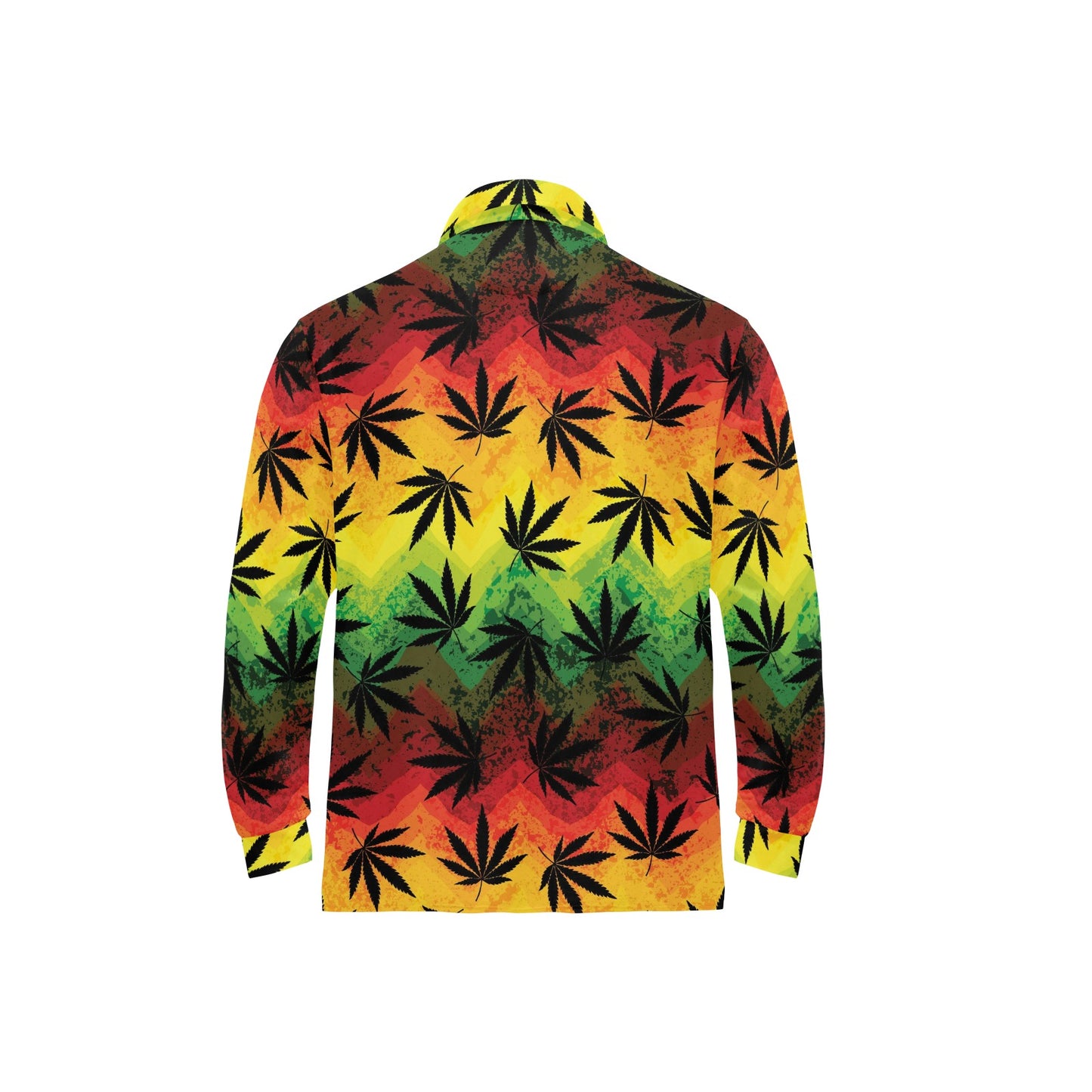 Rasta Pattern Print Design A02 Long Sleeve Polo Shirt For Men's