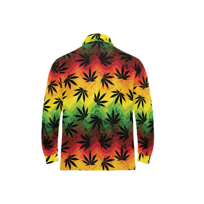 Rasta Pattern Print Design A02 Long Sleeve Polo Shirt For Men's