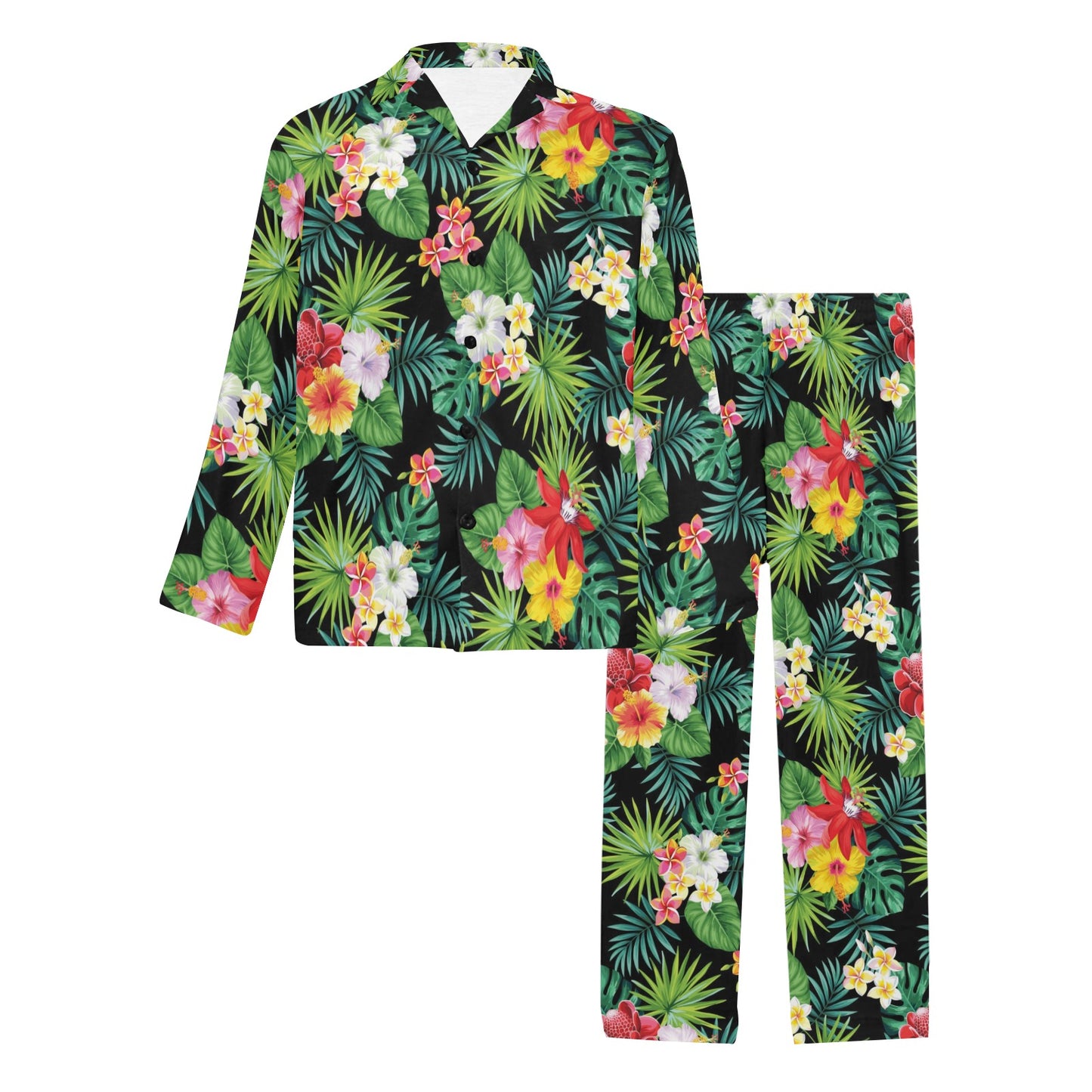 Hibiscus Hawaiian flower tropical Men's Long Pajama Set