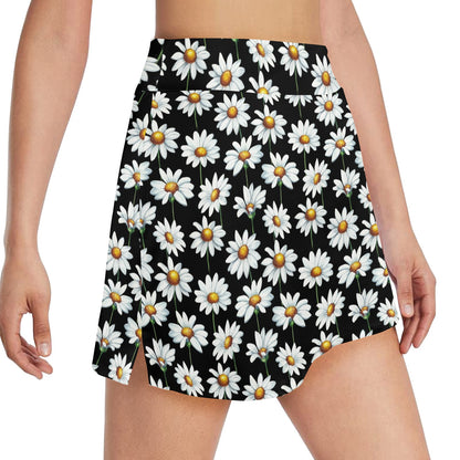 Daisy Print Pattern 17" Golf & Pickleball Skort with Pockets