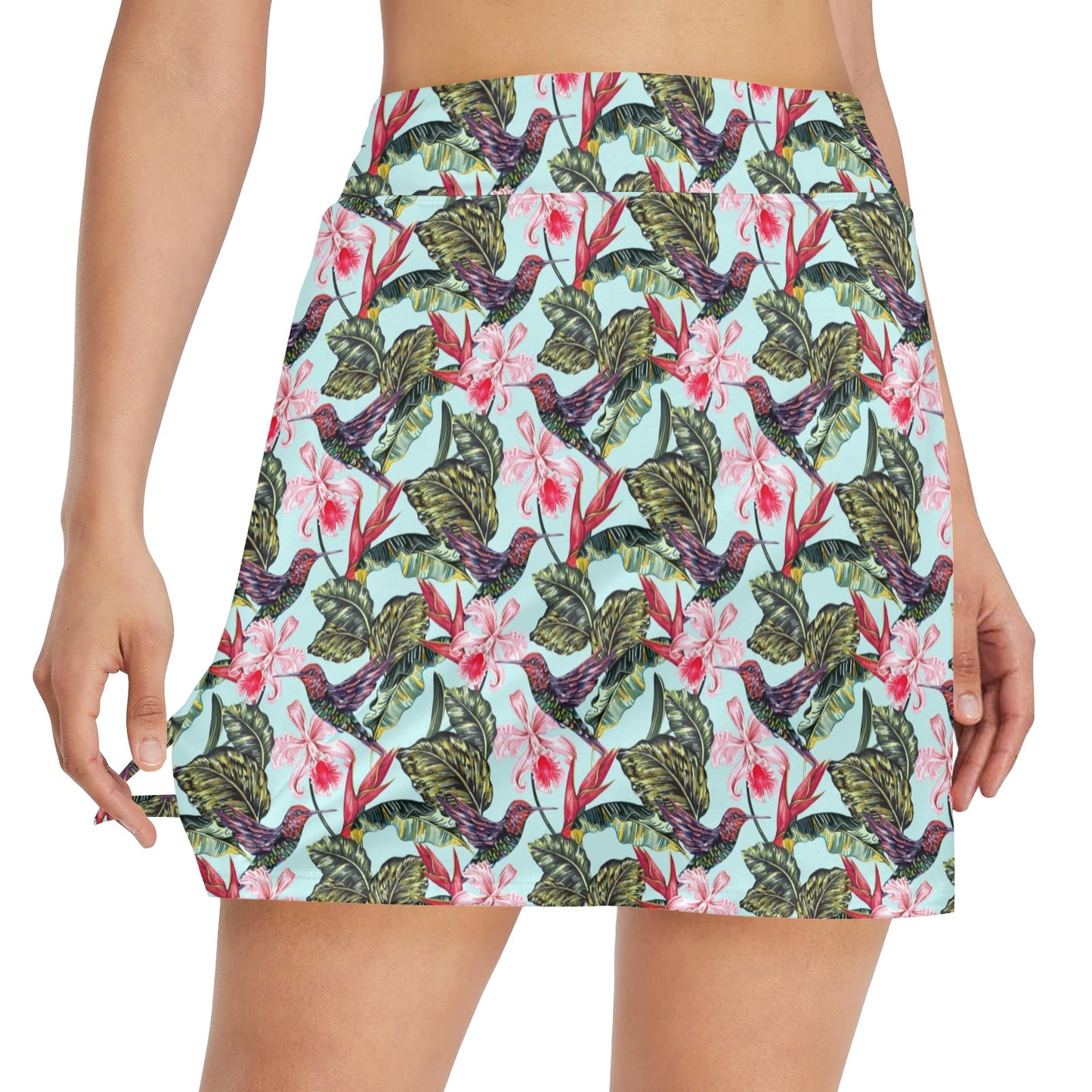 Hummingbird Cute Themed Print 17" Golf & Pickleball Skort with Pockets