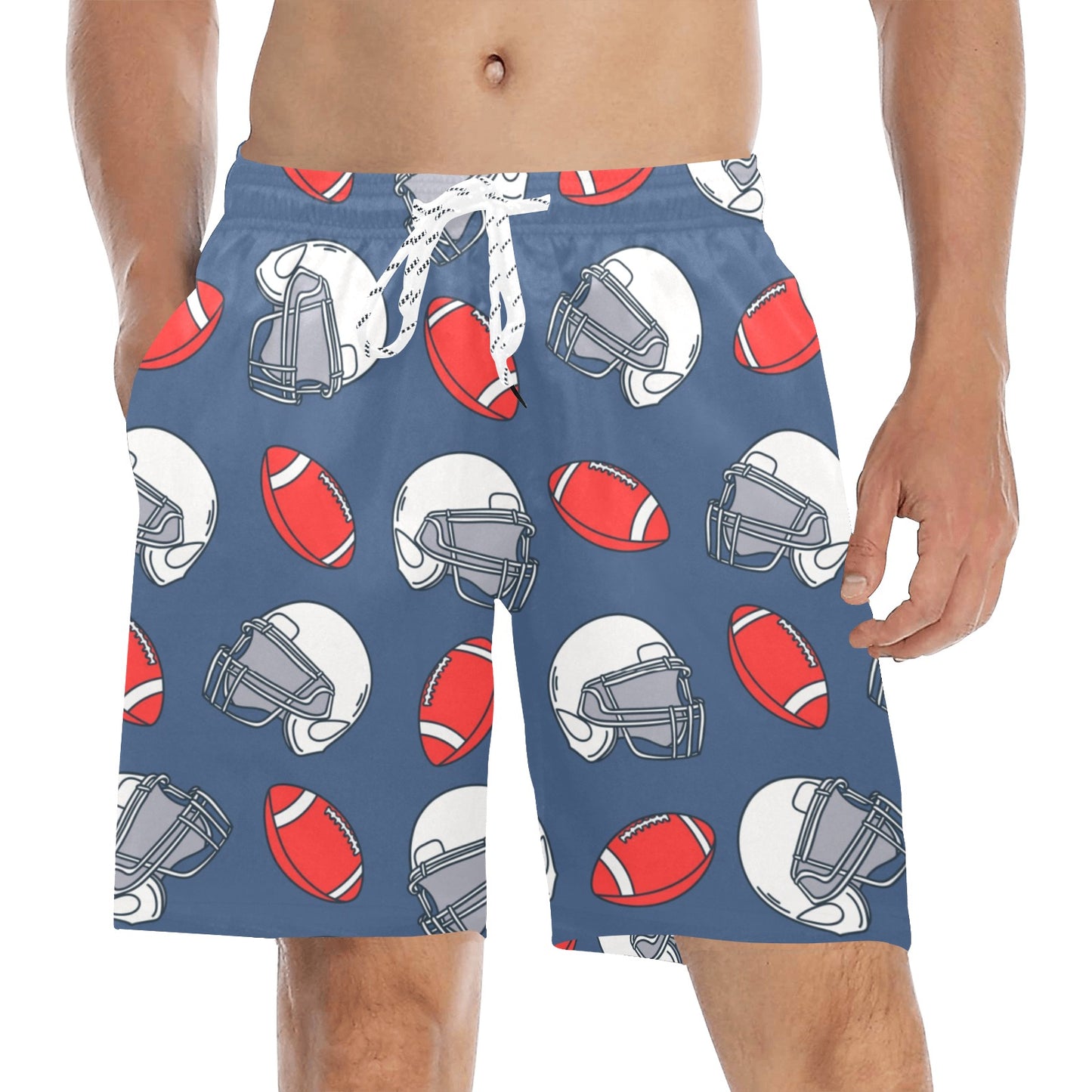 American Football Helmet Design Pattern Men's Swim Trunks Beach Shorts