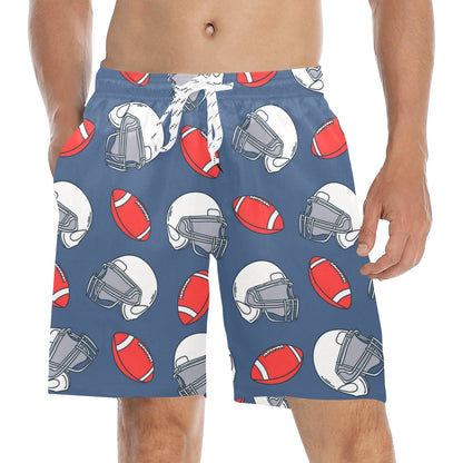American Football Helmet Design Pattern Men's Swim Trunks Beach Shorts
