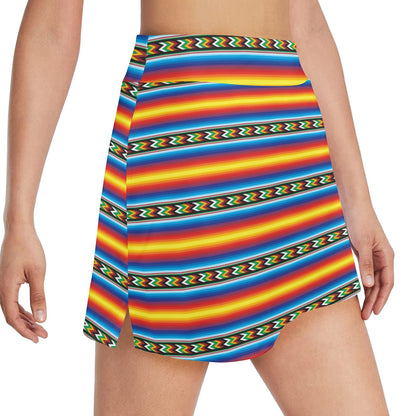 Mexican Blanket ZigZag Print Pattern 17" Golf & Pickleball Skort with Pockets