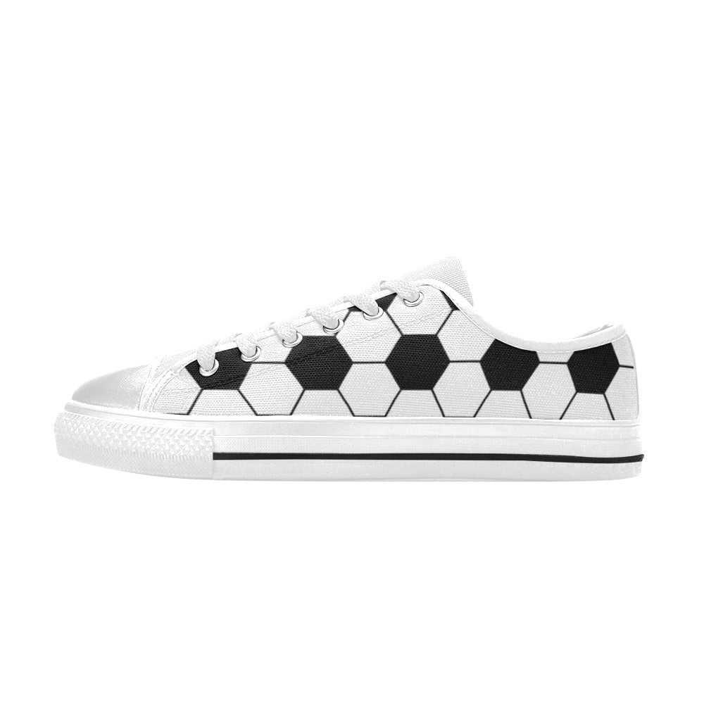 Soccer Ball Texture Print Design LKS303 Women's White Low Top Shoes