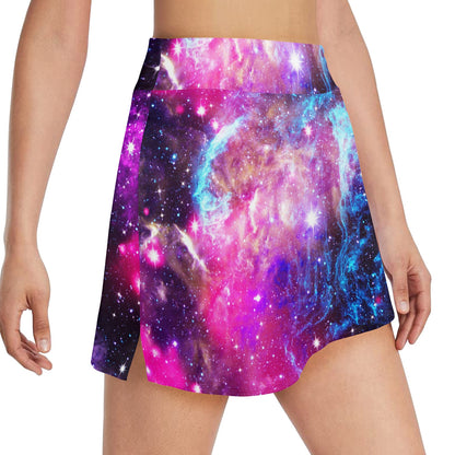 Galaxy Night Purple Space Print 17" Golf & Pickleball Skort with Pockets