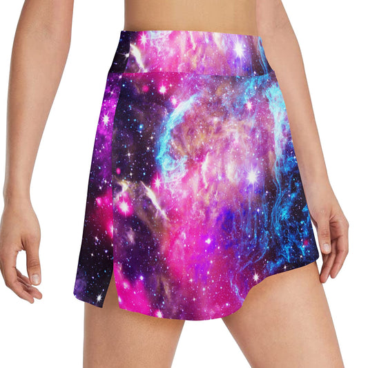 Galaxy Night Purple Space Print 17" Golf & Pickleball Skort with Pockets